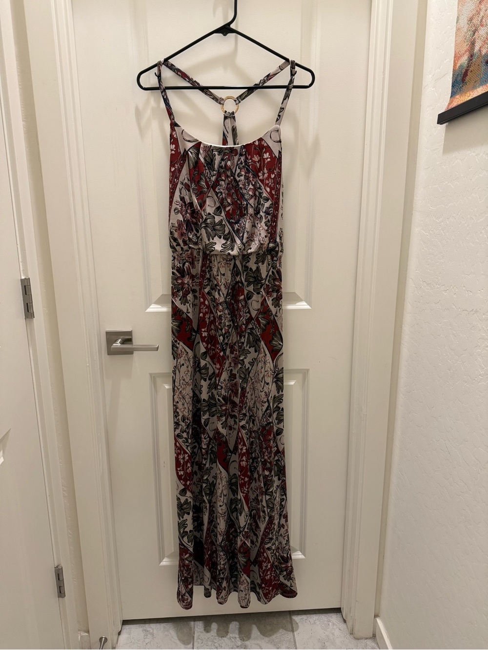 Naïf Floral Print Maxi Dress in Burgundy and Cream